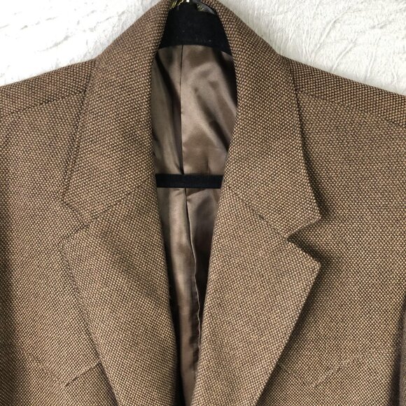 Circle S Blazer Mens 44L Brown Wool Western Sport Coat Two Button Cowboy Rodeo - Picture 14 of 16